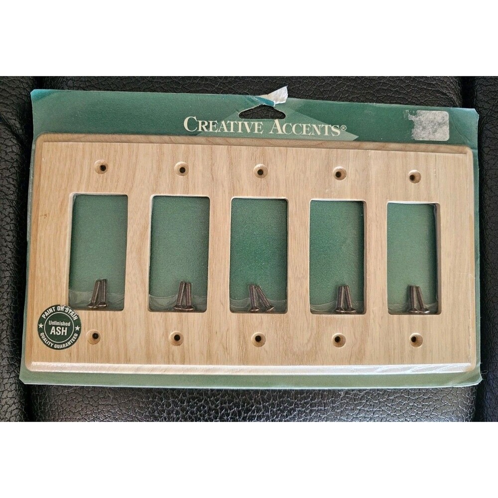 Creative Accents Wood Wall Plate Unfinished Ash 5 Rocker Light Paint or Stain